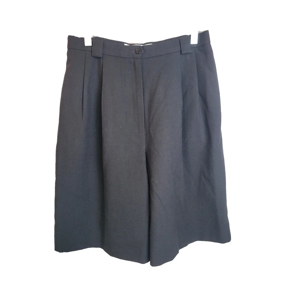 Vintage J. H. Collectibles Black Chino Lined Pleated Shorts 80s 90s‎ Women's 10P